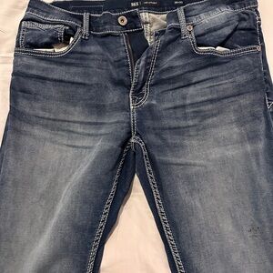 BKE Men's Dark Blue Slim Straight Jeans
